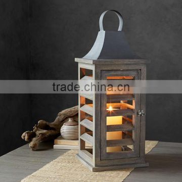 Wood candle lantern | Large decorative candle lanterns | Decorative indoor lanterns