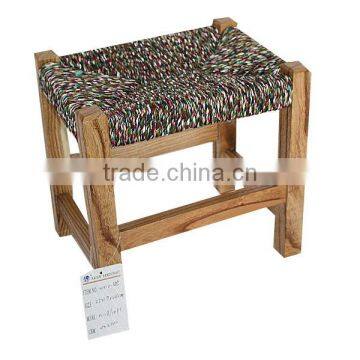 Wood Square White Rush Seat Bar Stools photo-2