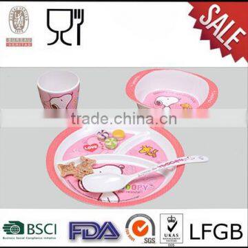 Cartoon print plastic children dinner set melamine tableware manufacturer China