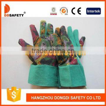 DDSAFETY Rainbow Dots On Palm Green Cotton Back Elastic Back Band Cuff Gardening Worker Gloves