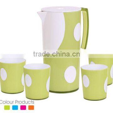 5 Pcs Plastic Pitcher Set,water Pitcher Set,one Pitcher With Four Cups Set
