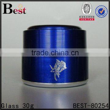 luxury 20g 30g 50ml aluminium jar blue green gold color for cosmetic cream