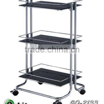 Wooden Kitchen Dining Wine Trolley Cart, Folding Storage Rack With Wheels photo-4