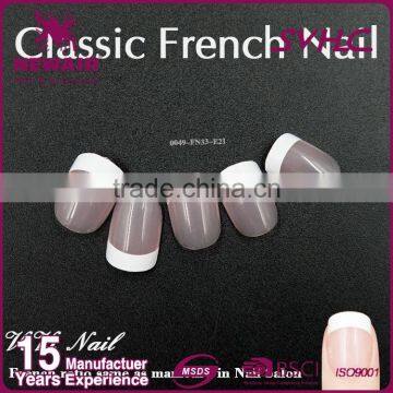 Colorful press stick on Artificial french nails with glue