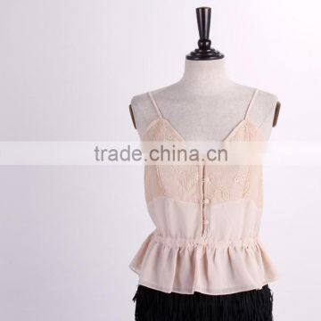 Guangzhou cheap v-neck women chiffon vest tops