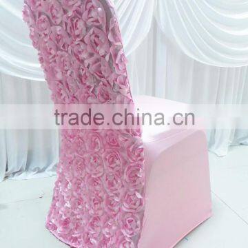 3D Baby Pink Rosette Flower Back Spandex Lycra Chair Cover photo-2