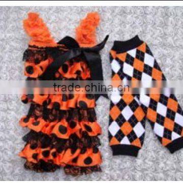 2016 chian product and wholesale halloween set with romper and tops and legging warmer for baby