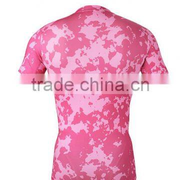 Custom Made Short Sleeve Pink Sublimation Compression Shirt Rash Guard 2016 Super Man photo-2