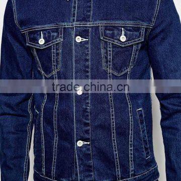 Popular Dark Blue Denim Jacket in New Model for Men Outdoor Wear photo-3