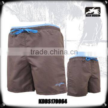 Microfiber polyester contrast solid color swim shorts with mesh inside