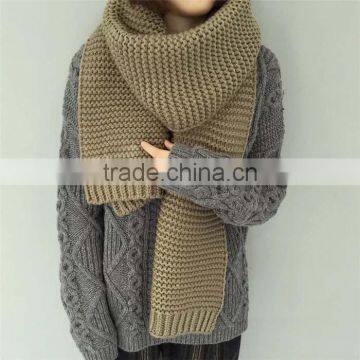 Latest Design Plain Color Knitted Lady Winter Thick Warm Blanket Scarf photo-2