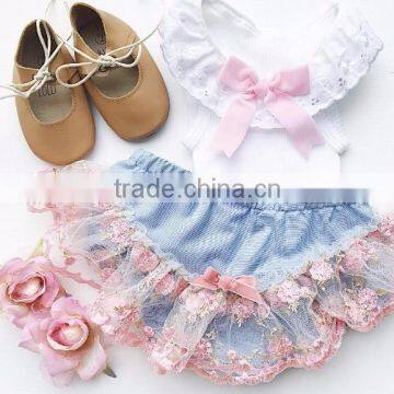 Baby Vintage Printed Bloomer Ruffle Lace Trims Short Bloomers Baby