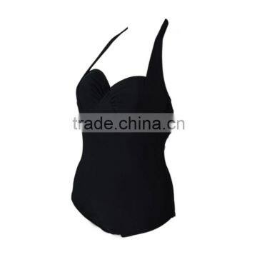 Professional Women Black One-Piece Slim Swimwear photo-3
