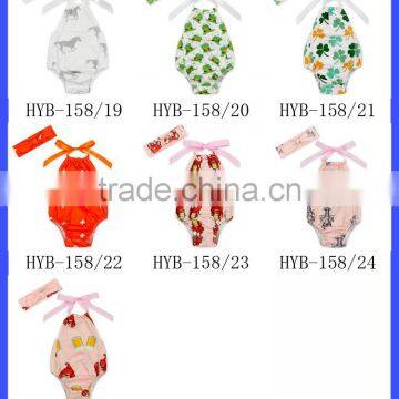 Summer Ocean Style Halter Sleeveless Design Retro Cotton Baby Girls Vintage Climbing Floral Romper photo-6