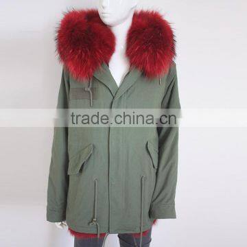 Myfur Newest Factory Price Cotton Army Green Fur Parka Jacket With Real Fox Fur Lining photo-2