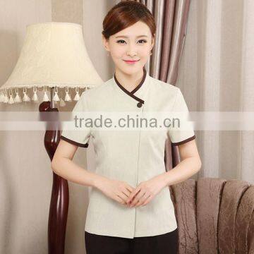 Best Price Summer Style Short Sleeve Perfect Fit Hotel Housekeeping Cleaning Uniforms Wholesale photo-3