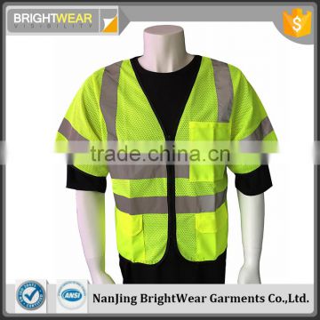 ANSI 107 Class 3 100% polyester short sleeve hi vis vest