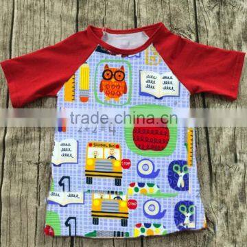 Latest Design Back to School Boys Top Black Long Slevees School Bus Print Kids Clothes Boys photo-2