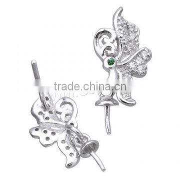 Sterling Silver Earring Drop Component 925 Sterling Silver Butterfly micro pave cubic zirconia drop earring jewelry 1114942