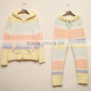 Colorful Best Quality Comfortable Fleece Women Sleepwear With Zipper