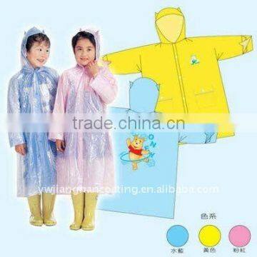 Disposable plastic waterproof kids pvc poncho raincoat in bag