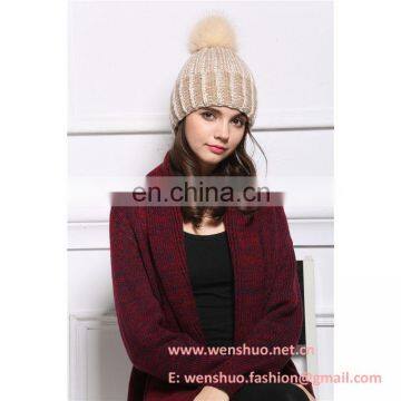 2016 Winter Two Colors Top Ball Crochet Hat