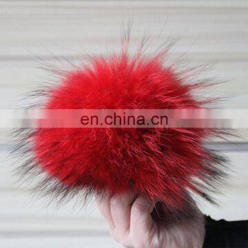 Fluffy full dyed color raccoon fur ball for key rings/shoes/bag carm