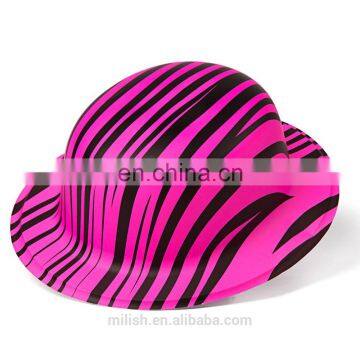 MH-2180 Classic Party kit PVC pink imprint Plastic Zebra Derby Bowler Hat