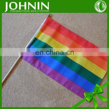 75D polyester printed colorful hand rainbow flag for advertising