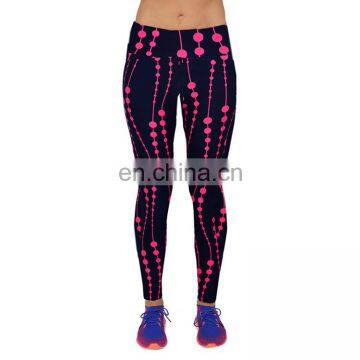 2017 New Design Stretch Pink Print Tights Skin Soft Brushed Leggings