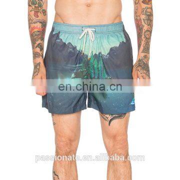 100% polyester quick dry landscape print boardshorts