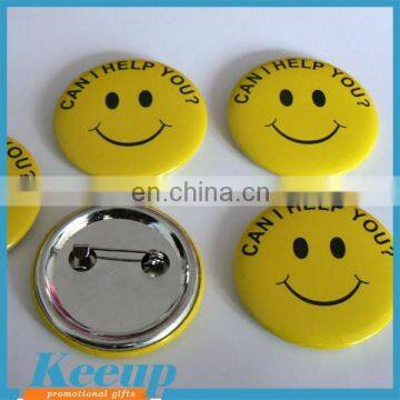 Verious size promo items cheap smile face tin pin button badge