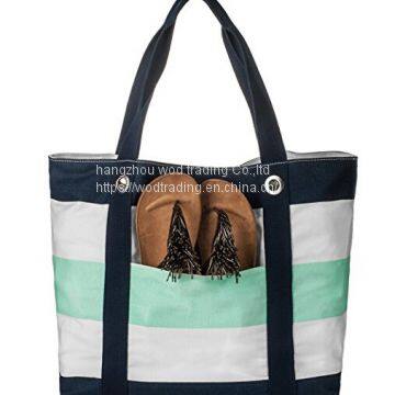Full printed stripe zipper hook beach bags yoga gym bag for travel