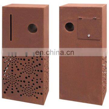 China design outdoor rust surface corten steel waterproof letterbox