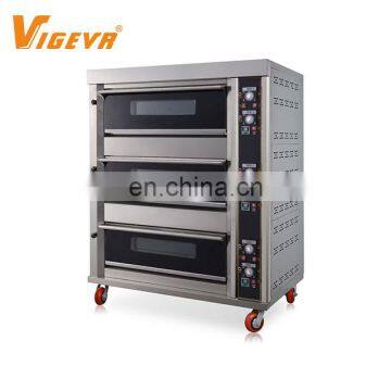 3 Deck 6 Tray Cake Baking Machine Gas Bread Commercial Pizza Oven For Sale