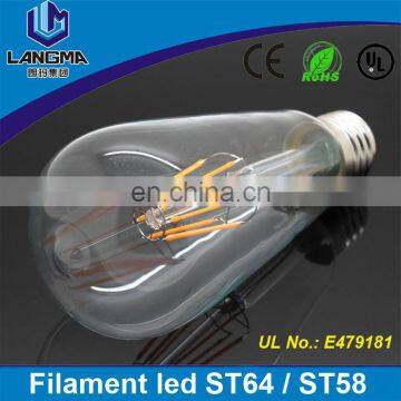 Langma 4W 6W 8W Retro Screw E27 E26 AC110V AC230V Vintage Edison Filament Light Bulb ST64 St58 Led CE/Rohs/UL Certified photo-2