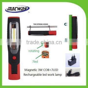 Magnetic 3W COB+7LED Rechargeable led work lamp