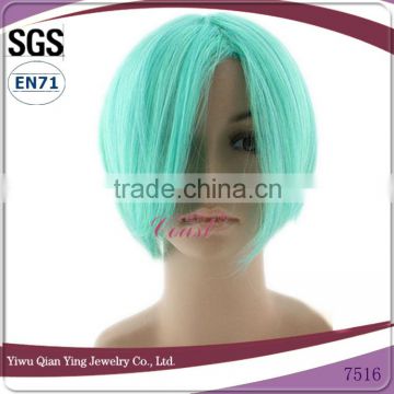 Cheap beauty bright blue fashion short synthetic bob cosplay wig