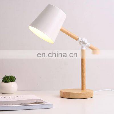 Black White Pink Color Table Lights Creative Wood Study Table Lamp for Kids