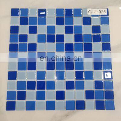 Swimming Pool Mosaic Tiles White and Blue Square Shape Glass Mosaic