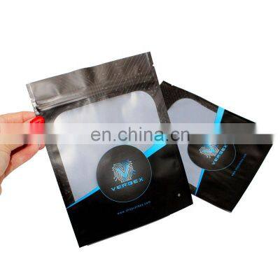 Free samples food grade reusable sachets custom printing matte black zip lock bag with window