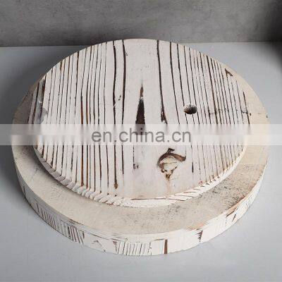 Farmhouse White Lazy Susan Round Tray Vintage Style Turntable Cabinet Organizer photo-2