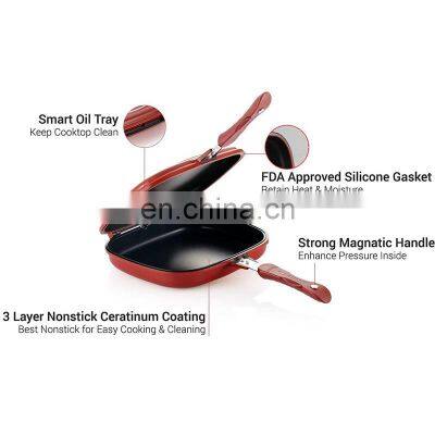 Induction Friendly Camping Flat Cooking Gas Non Stick Korean BBQ Double Side Grill Pan photo-4