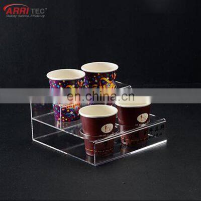 PMMA Desktop Clear Acrylic 4 Paper Cup Display Acrylic Office Coffee Glass Holder