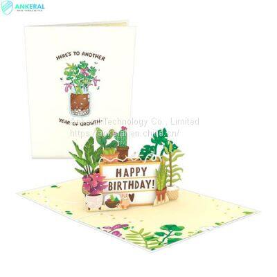 Happy Birthday Plants 3D Pop-up Card Best Birthday Blessing Card Gift for Parents