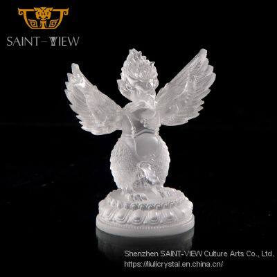 Luxury Pate de Verre Handmade Colored Crystal Ganesha Buddha Statue photo-2