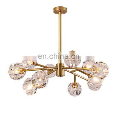 New LED Pendant Light Branch Chandelier for Home Crystal Decor Home Luxury Crystal Ball Ceiling Lamp