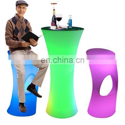 glow illuminated outdoor event lounge led light  bar furniture Night club plastic led coffee bar table with ice bucket