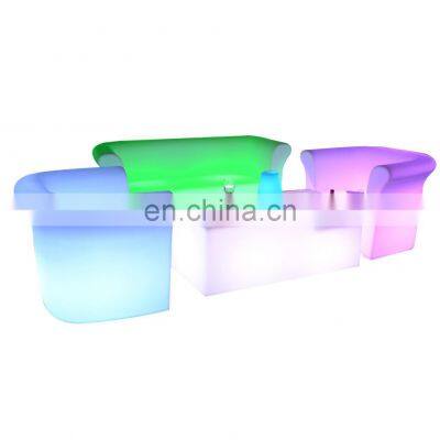 Colors Changing Modern Nightclub Pub Bar Glow Sofa Chair Illuminated Plastic Lounge Hotel Sofa photo-3
