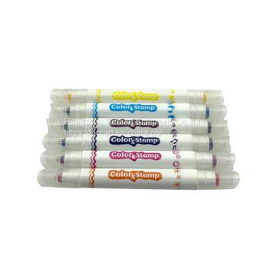 supplier multi color dual tips Jumbo watercolor pen color ink rainbow marker pens sets with colorful stamps for gifts